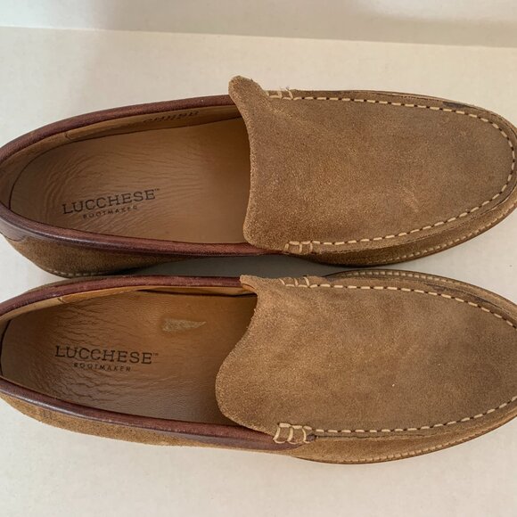 Lucchese Leather Moccasins Loafers After Ride Slip-On Shoes Mens Sz 8.5 Vibram - Picture 7 of 10